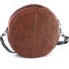 Round Handwoven Fabric Sling Bag with Leather – Crafted by Special Hands