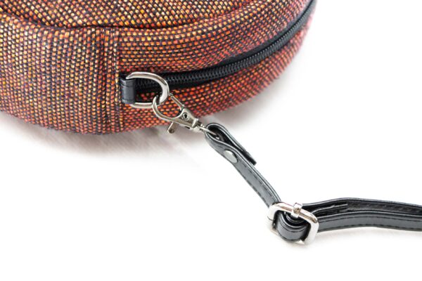 Round Handwoven Fabric Sling Bag with Leather – Crafted by Special Hands