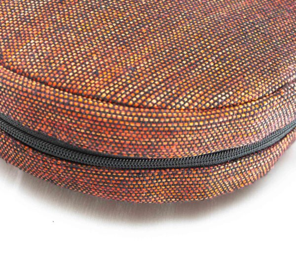 Round Handwoven Fabric Sling Bag with Leather – Crafted by Special Hands