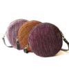 Round Handwoven Fabric Sling Bag with Leather – Crafted by Special Hands