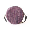 Round Handwoven Fabric Sling Bag with Leather – Crafted by Special Hands