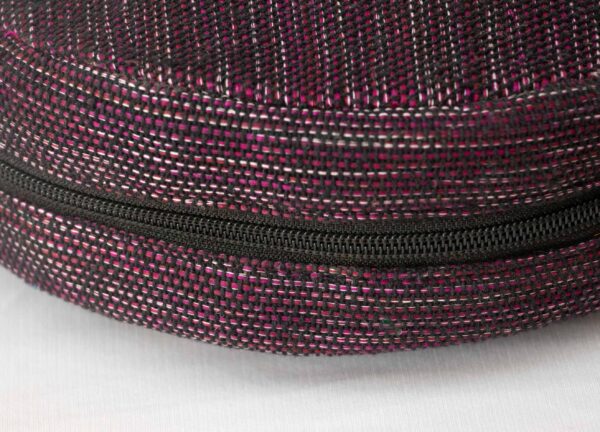 Round Handwoven Fabric Sling Bag with Leather – Crafted by Special Hands