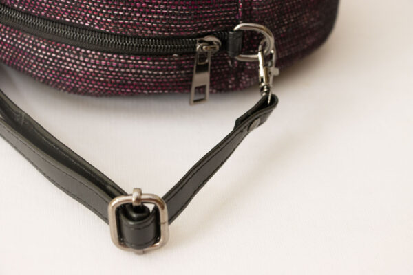 Round Handwoven Fabric Sling Bag with Leather – Crafted by Special Hands