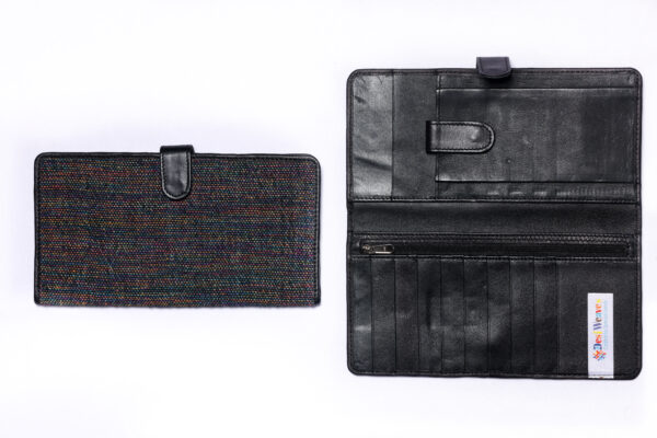 Women's Handwoven Fabric Wallet with Leather
