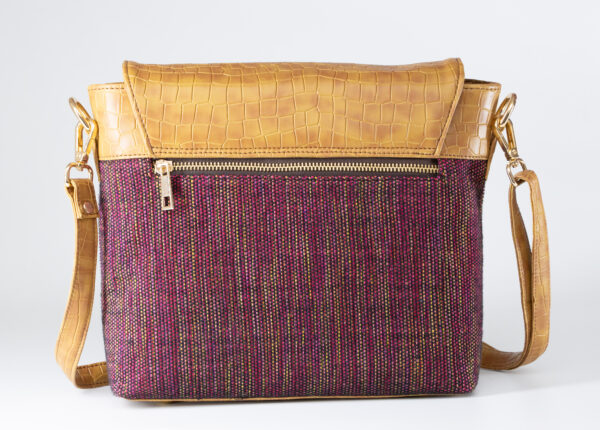 handbagmodel006-0027 Handwoven Fabric & Leather Crossbody Handbag – Multiple Color Options