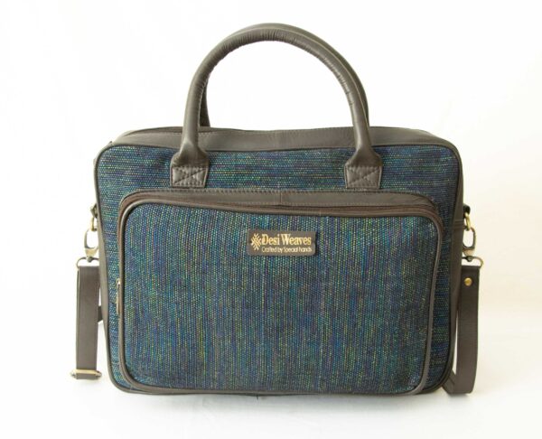 Handwoven Fabric & Leather Laptop Bag – Crafted by Special Hands
