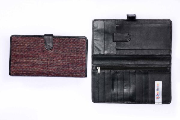 Women's Handwoven Fabric Wallet with Leather